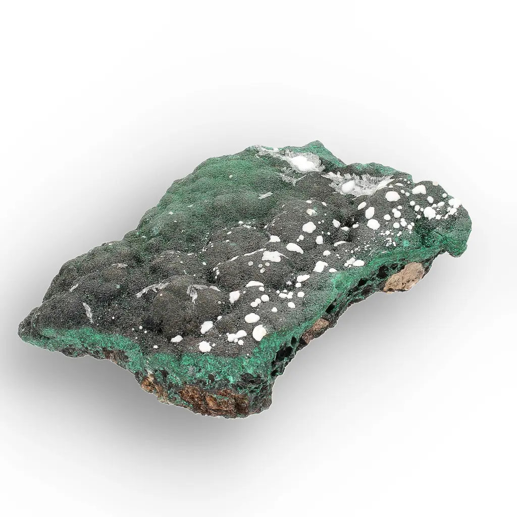 Aragonite on Botryoidal Malachite from the Katanga Copperbelt, DRC