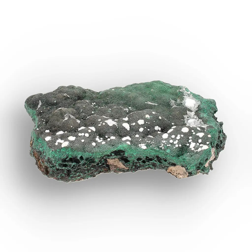 Aragonite on Botryoidal Malachite from the Katanga Copperbelt, DRC