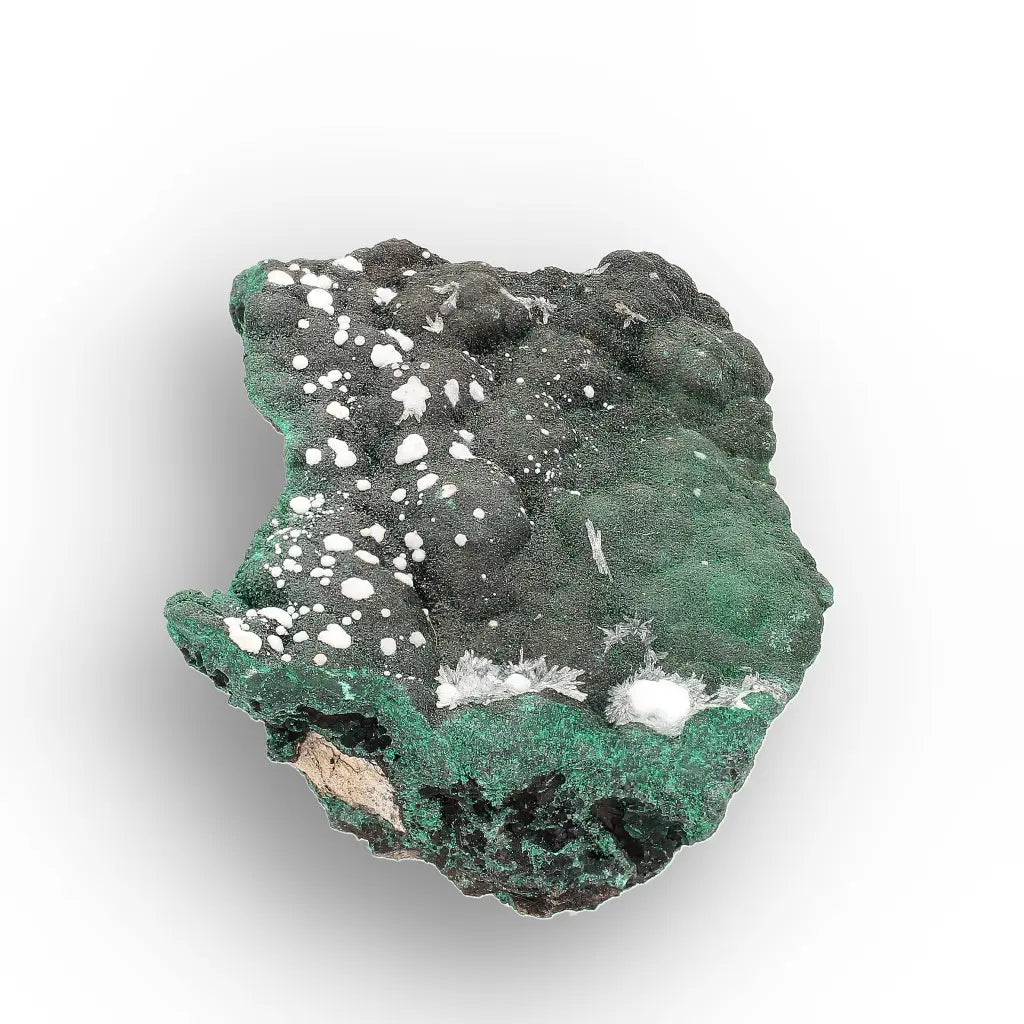 Aragonite on Botryoidal Malachite from the Katanga Copperbelt, DRC