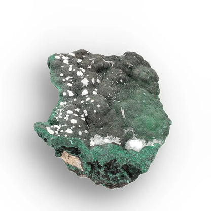 Aragonite on Botryoidal Malachite from the Katanga Copperbelt, DRC