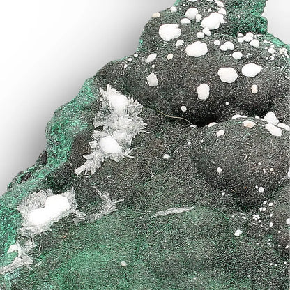 Aragonite on Botryoidal Malachite from the Katanga Copperbelt, DRC