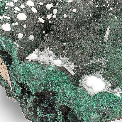 Aragonite on Botryoidal Malachite from the Katanga Copperbelt, DRC
