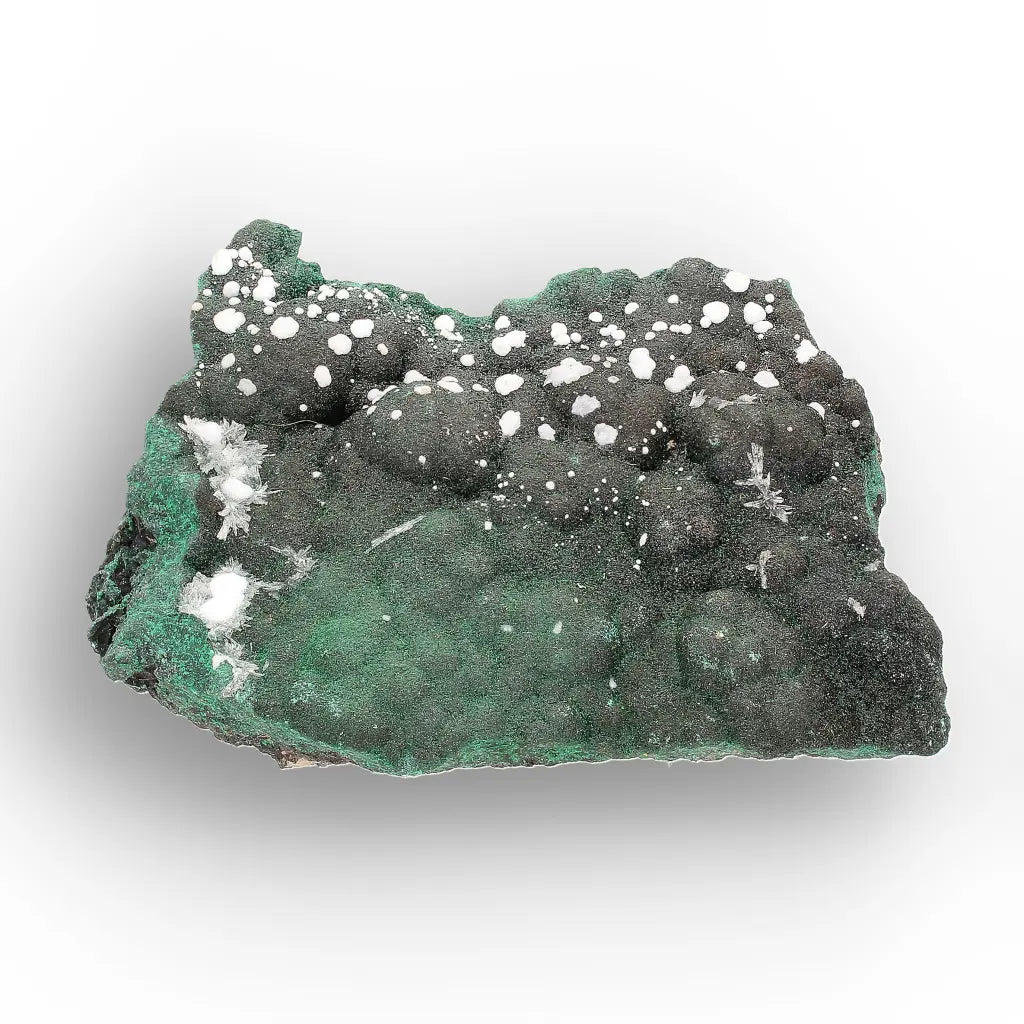 Aragonite on Botryoidal Malachite from the Katanga Copperbelt, DRC