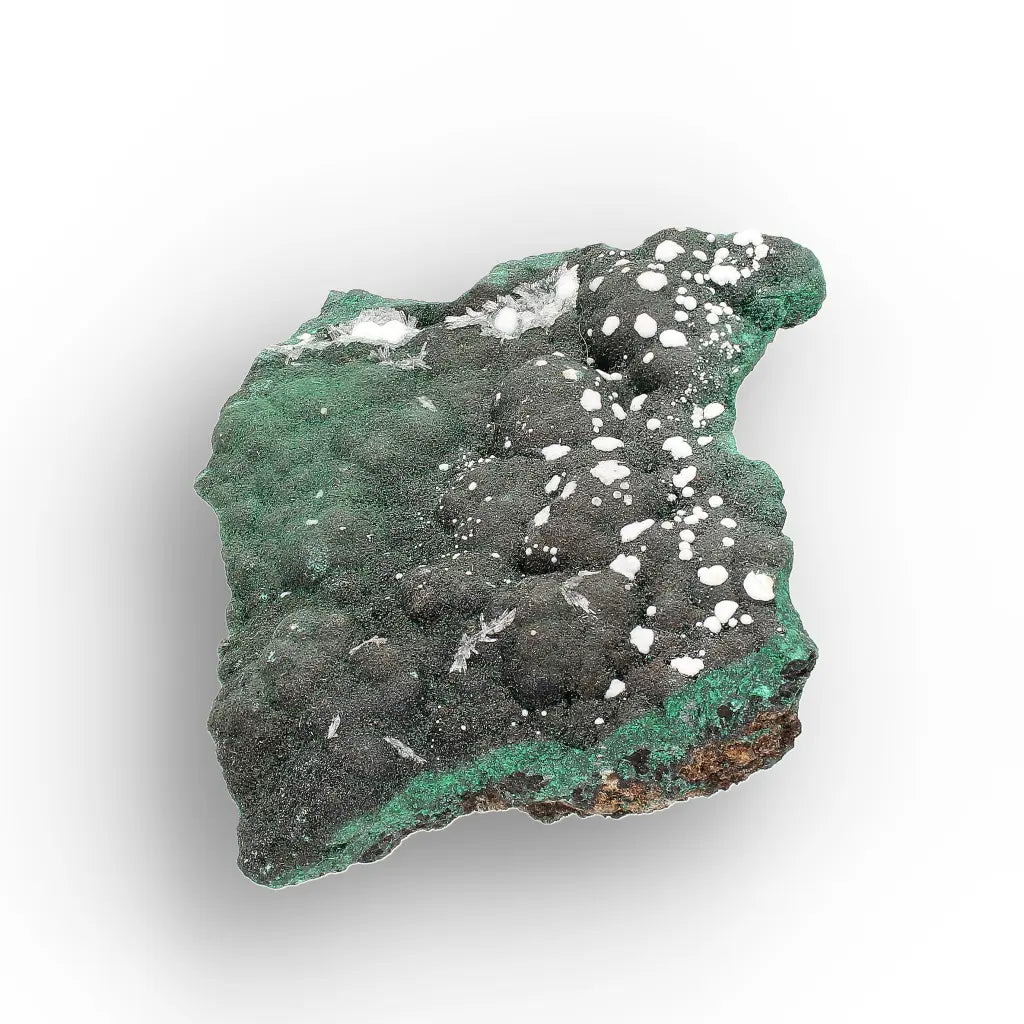 Aragonite on Botryoidal Malachite from the Katanga Copperbelt, DRC