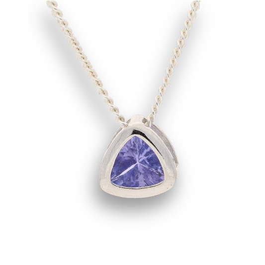 Get your Luxurious Tanzanite Trillion Tube Slider Sterling Silver Necklace online now or in store at Forever Gems in Franschhoek, South Africa