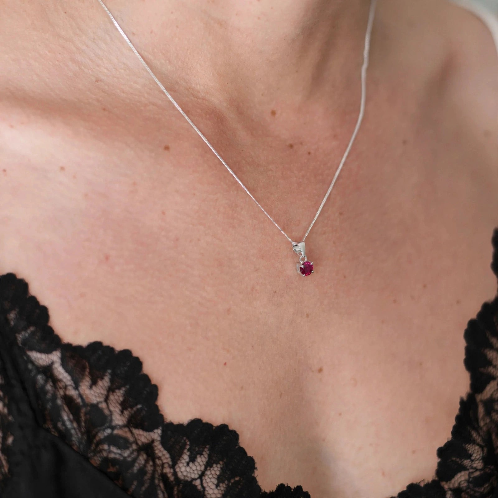 Get your Sterling Silver Ruby Solitaire Pendant Necklace online now or in store at Forever Gems in Franschhoek, South Africa