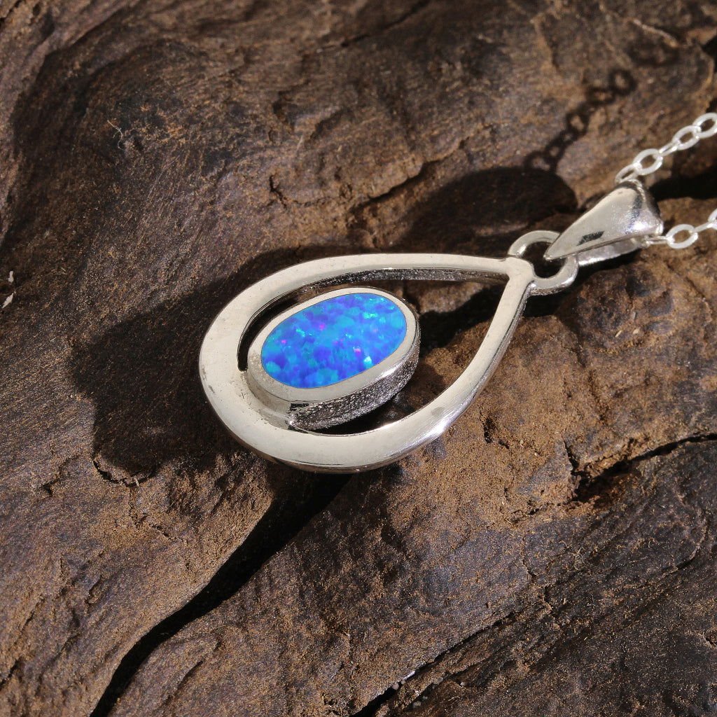 Buy your Enchanted Raindrop: Heart Synthetic Opal Necklace online now or in store at Forever Gems in Franschhoek, South Africa