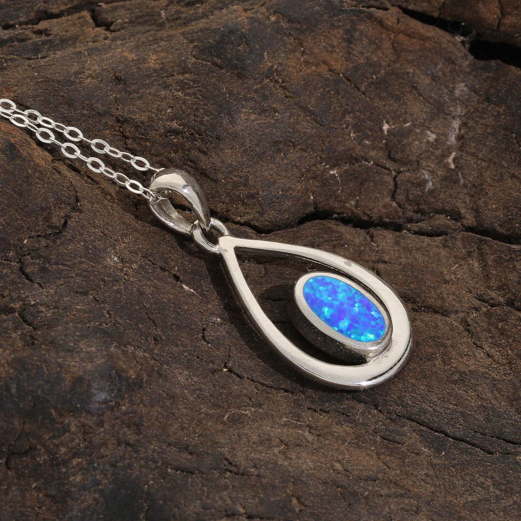Buy your Enchanted Raindrop: Heart Synthetic Opal Necklace online now or in store at Forever Gems in Franschhoek, South Africa