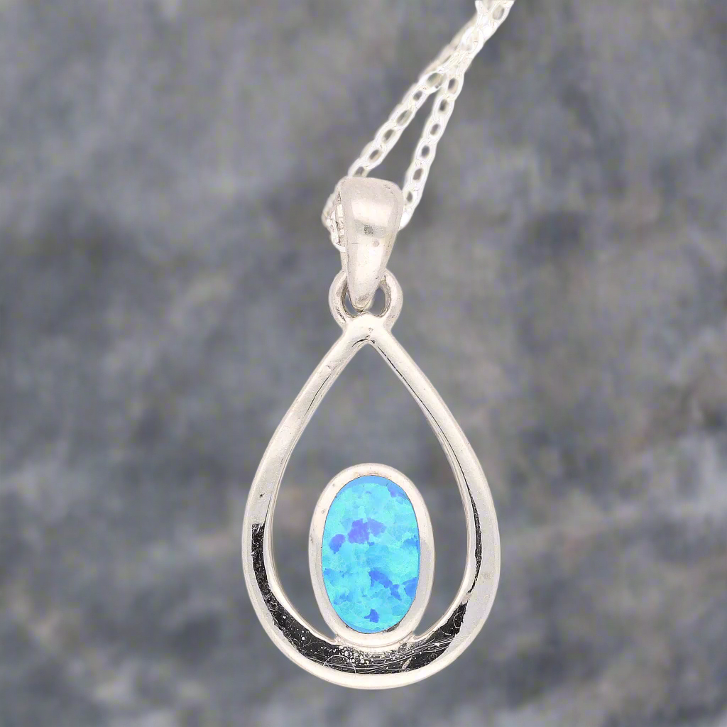 Buy your Enchanted Raindrop: Heart Synthetic Opal Necklace online now or in store at Forever Gems in Franschhoek, South Africa