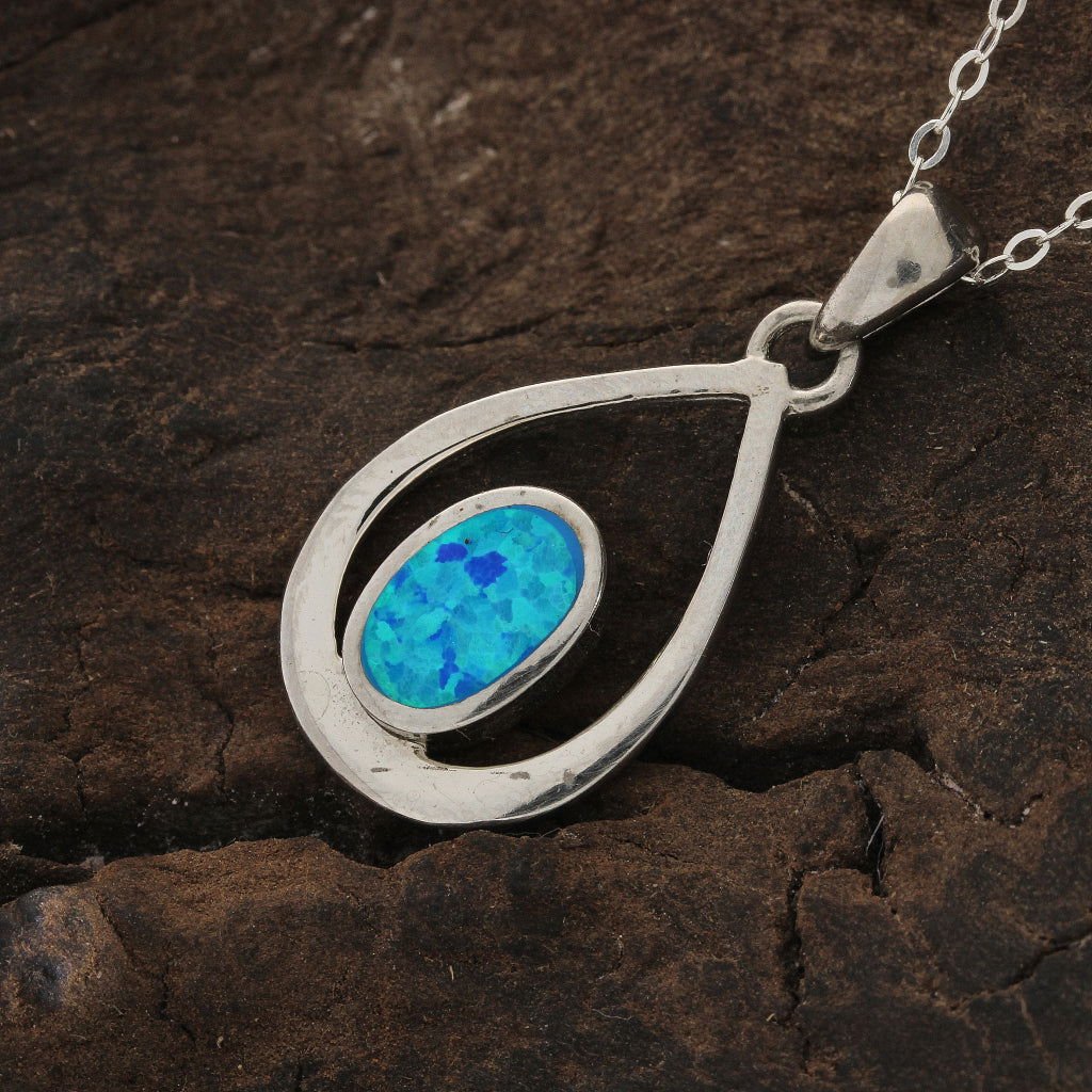 Buy your Enchanted Raindrop: Heart Synthetic Opal Necklace online now or in store at Forever Gems in Franschhoek, South Africa