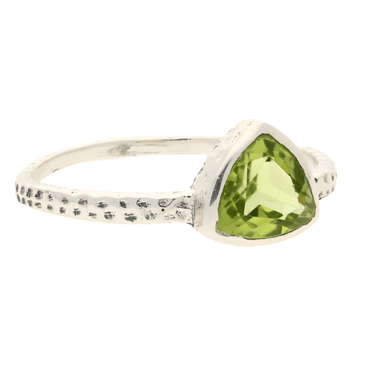 Buy your Peridot Radiance: Trillion Spark Sterling Silver Ring online now or in store at Forever Gems in Franschhoek, South Africa