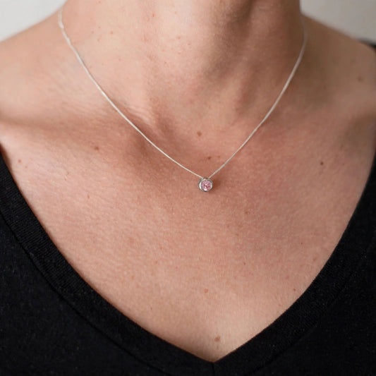 Blush Glow Natural Pink Tourmaline Tube Set Slider Necklace