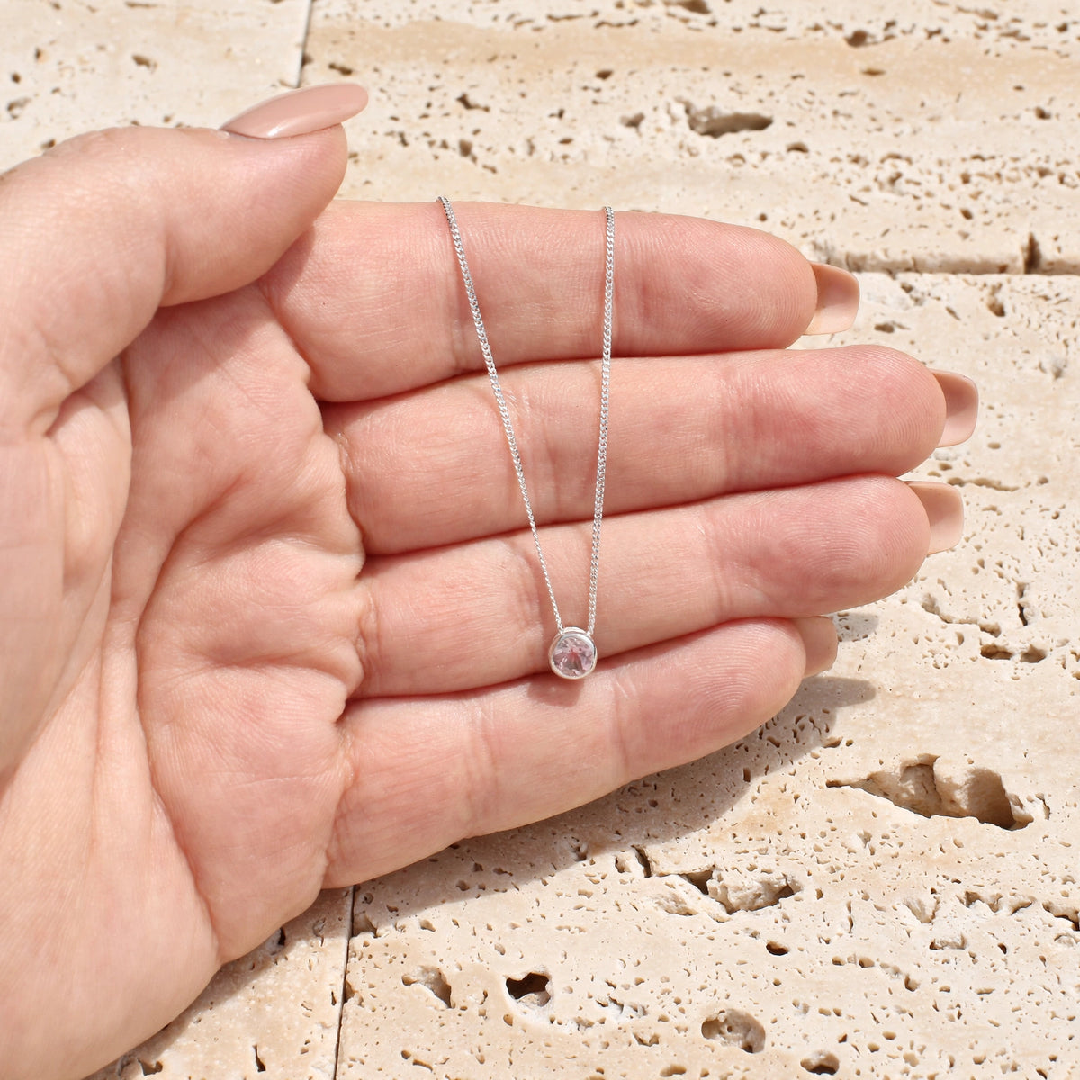 Get your Blush Glow Natural Pink Tourmaline Tube Set Slider Necklace online now or in store at Forever Gems in Franschhoek, South Africa