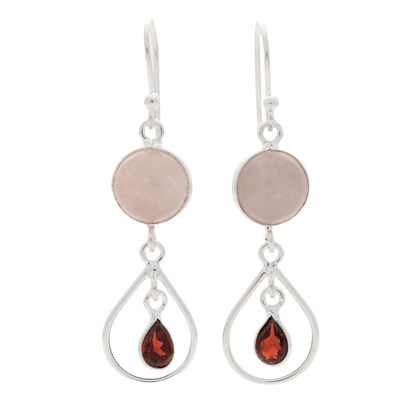 Buy your Gem Duets: Rose Quartz & Garnet Sterling Silver Earrings online now or in store at Forever Gems in Franschhoek, South Africa