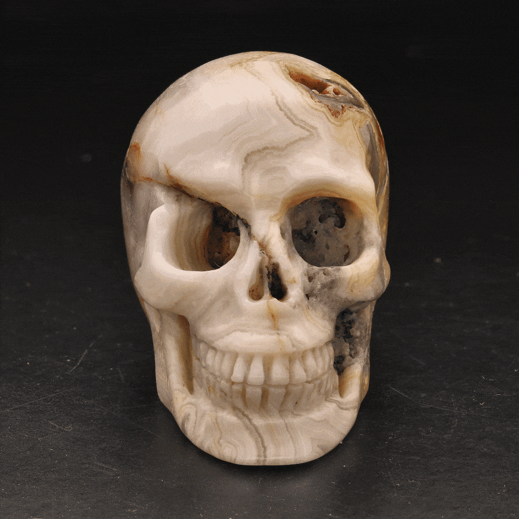 Buy your Whimsical Wisdom: Crazy Lace Agate Skull online now or in store at Forever Gems in Franschhoek, South Africa