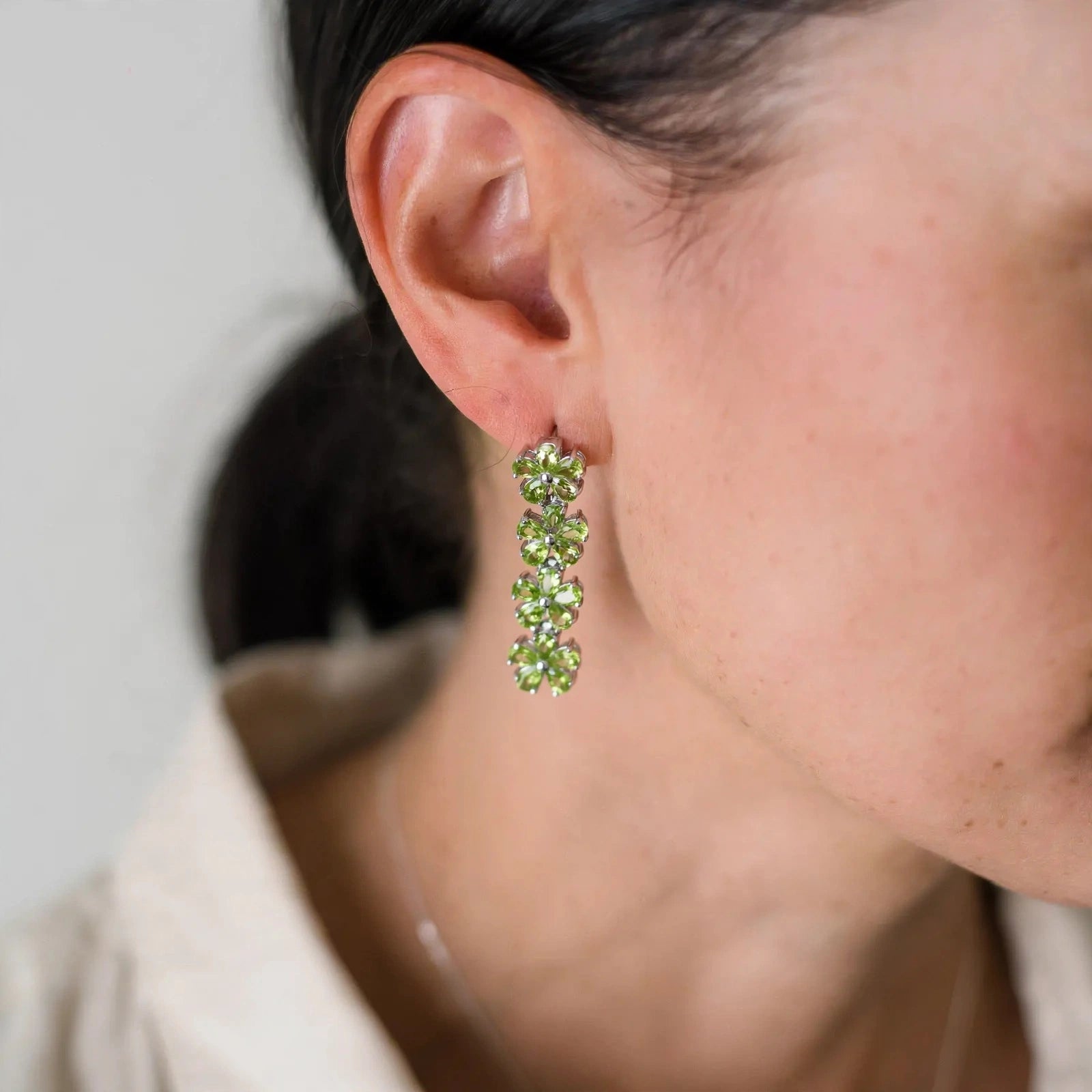 Get your Peridot Flower Drop Earrings online now or in store at Forever Gems in Franschhoek, South Africa
