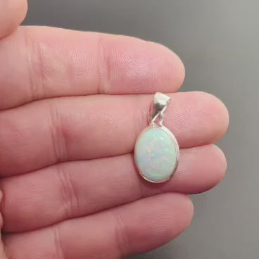 Natural Ethiopian Opal Necklace in Sterling Silver