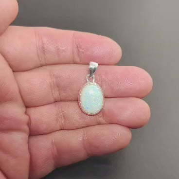 Natural Ethiopian Opal Necklace in Sterling Silver