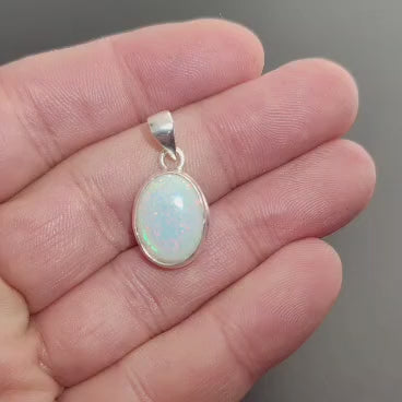 Natural Ethiopian Opal Necklace in Sterling Silver