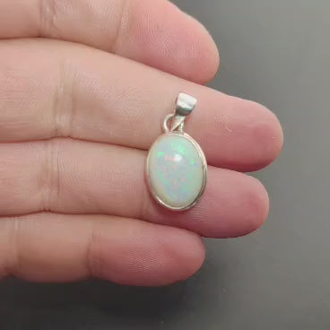 Natural Ethiopian Opal Necklace in Sterling Silver