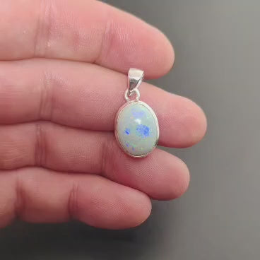 Natural Ethiopian Opal Necklace in Sterling Silver