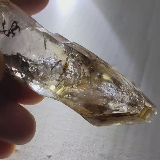 Enhydro Smoky Window Quartz Crystal from Erongo, Namibia