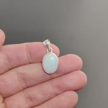 Natural Ethiopian Opal Necklace in Sterling Silver