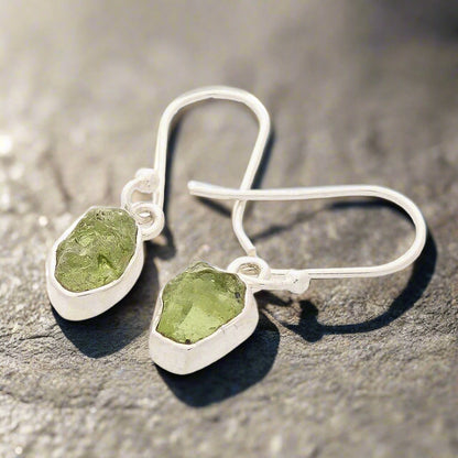Buy your Radiant Peridot Treasures: Sterling Silver Rough Peridot Earrings online now or in store at Forever Gems in Franschhoek, South Africa