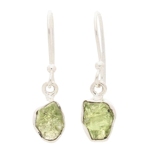 Buy your Radiant Peridot Treasures: Sterling Silver Rough Peridot Earrings online now or in store at Forever Gems in Franschhoek, South Africa