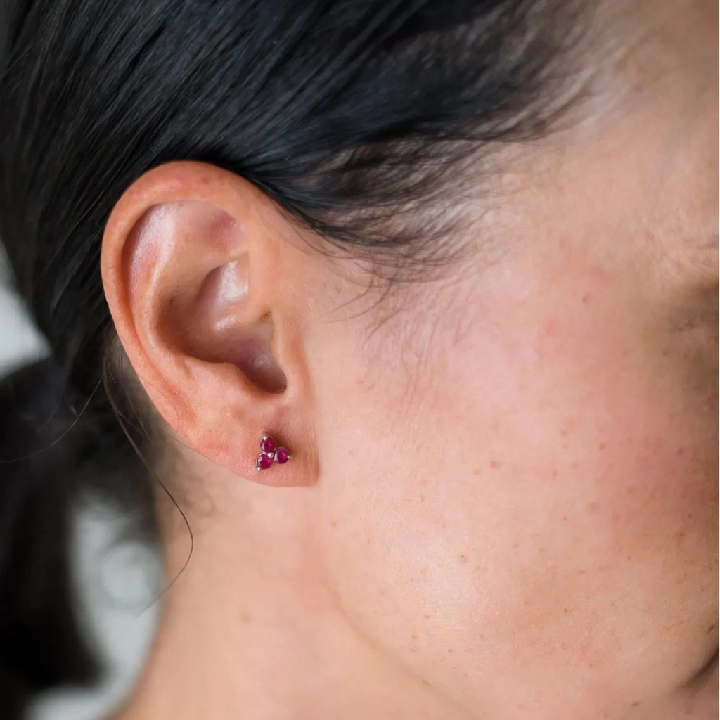 Get your Ruby Bloom Trio Natural Ruby Stud Earrings online now or in store at Forever Gems in Franschhoek, South Africa