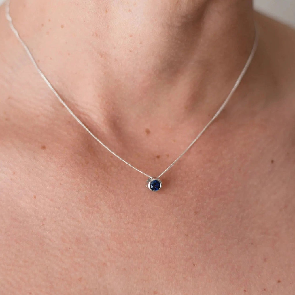 Get your Sterling Silver Bezel Set Sapphire Solitaire Necklace online now or in store at Forever Gems in Franschhoek, South Africa