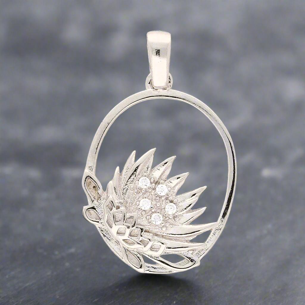 Buy your Silver Oval Protea Necklace online now or in store at Forever Gems in Franschhoek, South Africa