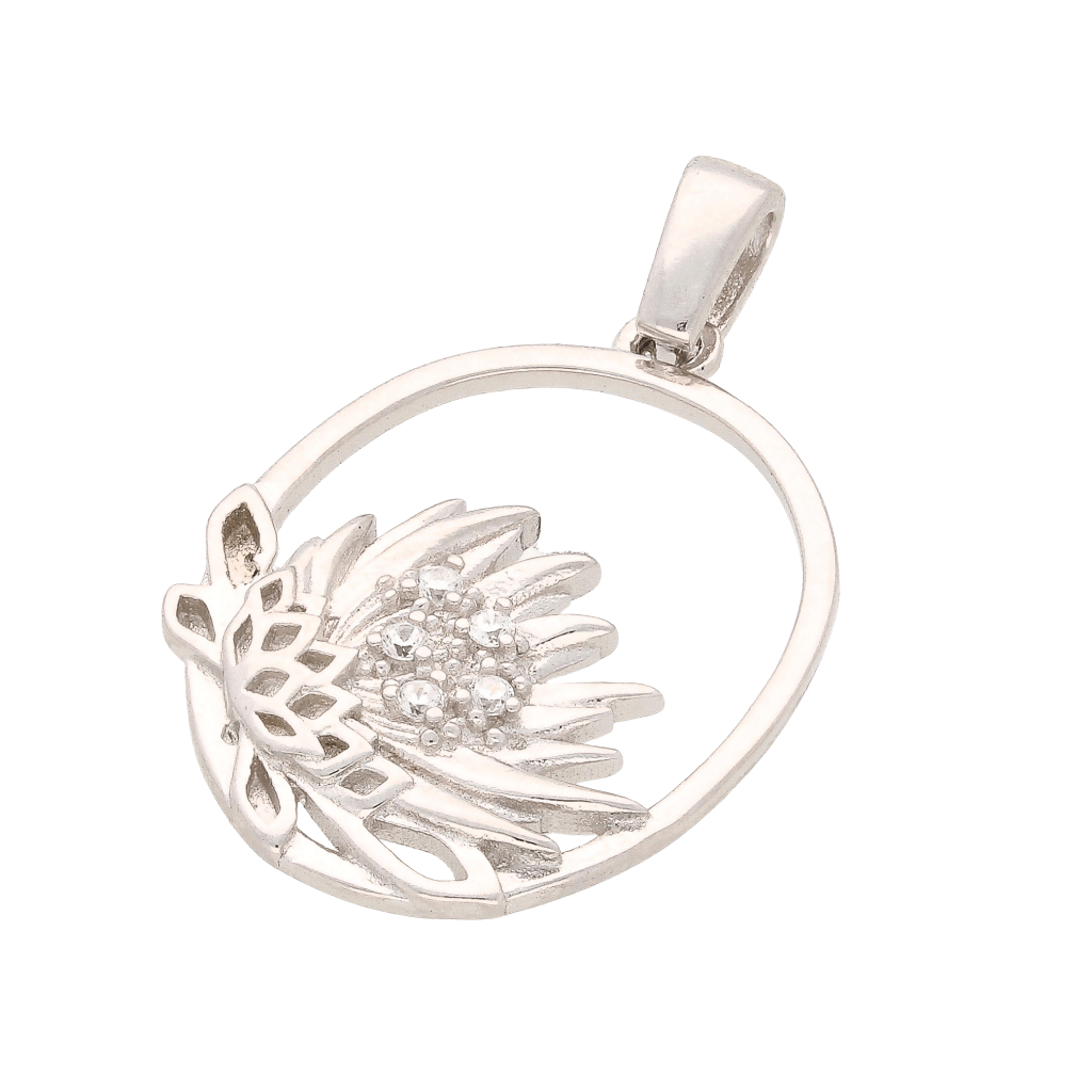Buy your Silver Oval Protea Necklace online now or in store at Forever Gems in Franschhoek, South Africa