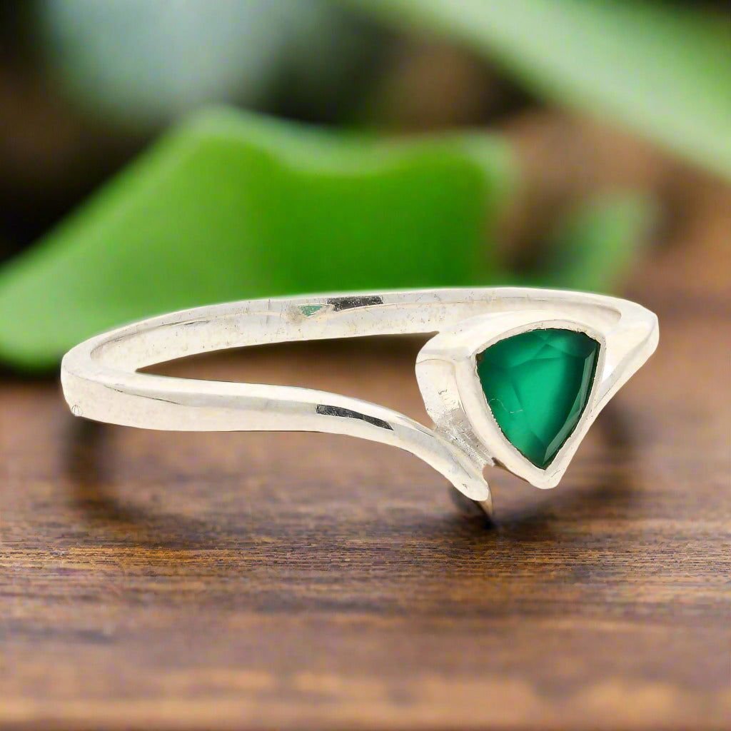 Buy your Green Chalcedony Glow: Trillion-Cut Tranquility Ring online now or in store at Forever Gems in Franschhoek, South Africa