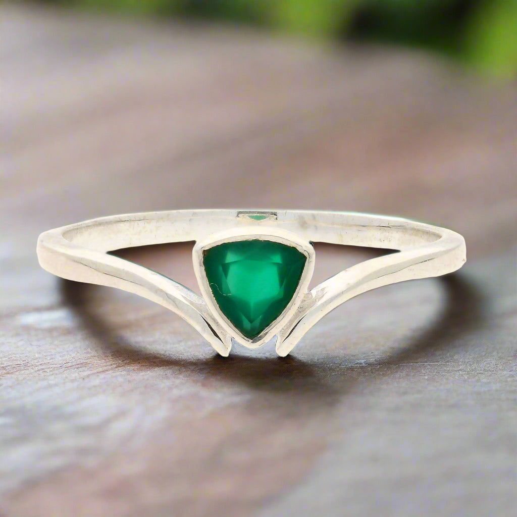 Buy your Green Chalcedony Glow: Trillion-Cut Tranquility Ring online now or in store at Forever Gems in Franschhoek, South Africa