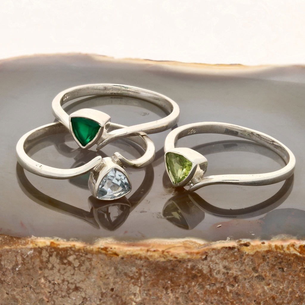 Buy your Green Chalcedony Glow: Trillion-Cut Tranquility Ring online now or in store at Forever Gems in Franschhoek, South Africa