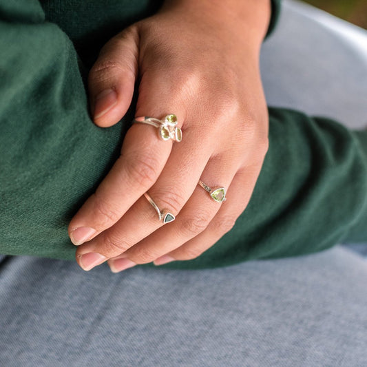 Buy your Timeless Treasures: Trillion Green Peridot Ring online now or in store at Forever Gems in Franschhoek, South Africa