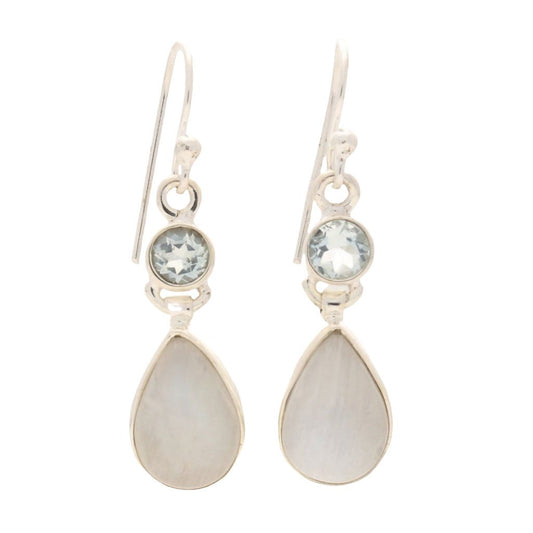 Buy your Twinkle and Shine: Rainbow Moonstone & Blue Topaz Earrings online now or in store at Forever Gems in Franschhoek, South Africa