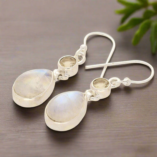 Get your Twinkle and Shine: Rainbow Moonstone & Citrine Earrings online now or in store at Forever Gems in Franschhoek, South Africa