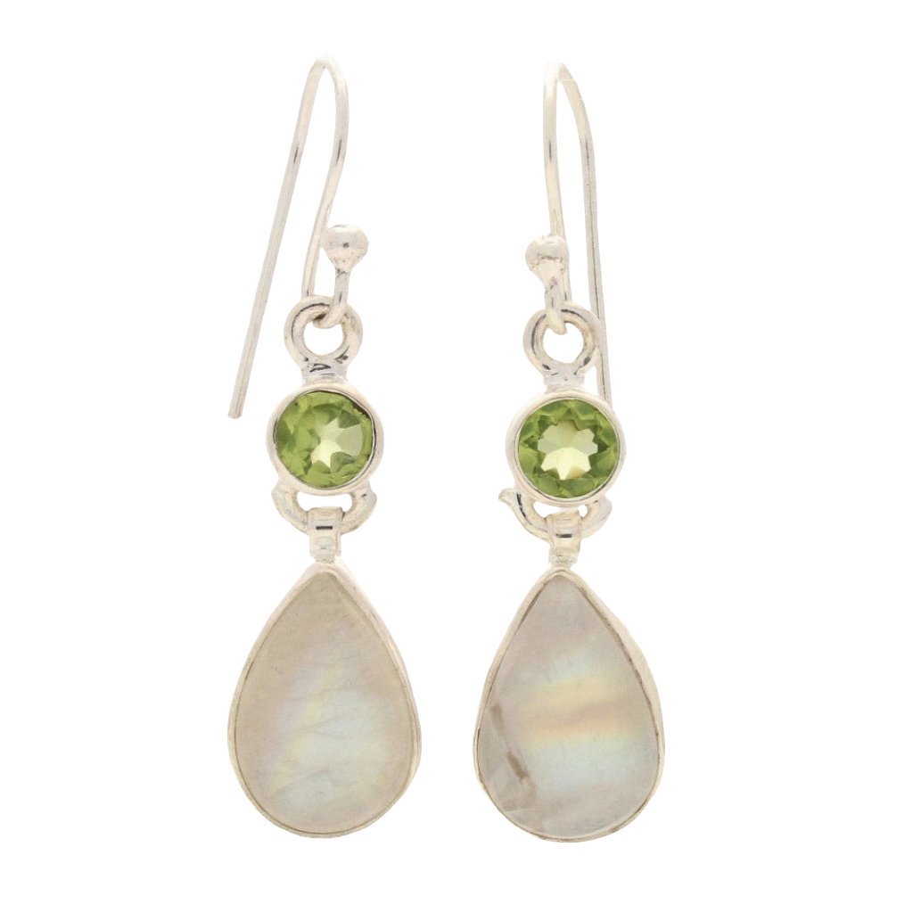 Buy your Twinkle and Shine: Rainbow Moonstone & PeridoyEarrings online now or in store at Forever Gems in Franschhoek, South Africa