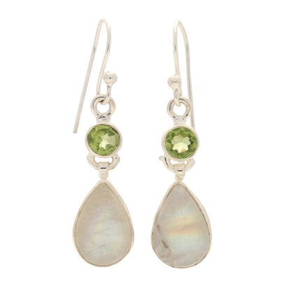 Buy your Twinkle and Shine: Rainbow Moonstone & PeridoyEarrings online now or in store at Forever Gems in Franschhoek, South Africa