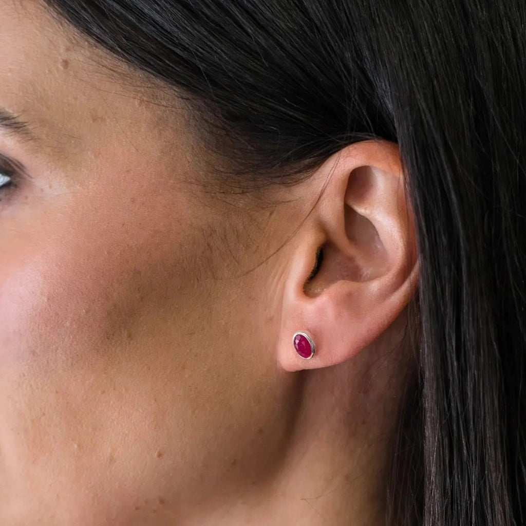 Get your Sterling Silver Oval Ruby Tube Stud Earrings online now or in store at Forever Gems in Franschhoek, South Africa