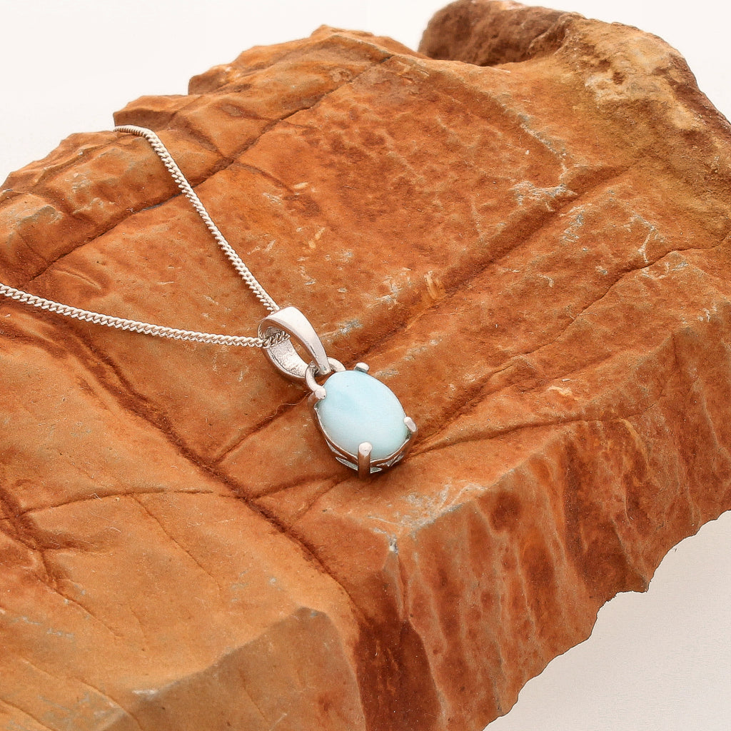 Buy your Larimar Claw Set Sterling Silver Necklace online now or in store at Forever Gems in Franschhoek, South Africa